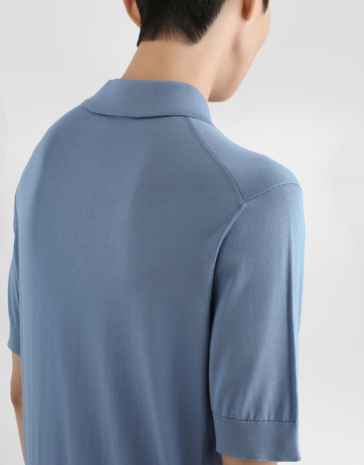 Dolce & Gabbana Silk polo shirt Azure GXZ02ZJBSO5