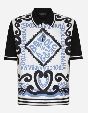 Dolce & Gabbana Marina-print silk polo-shirt Print GXV29TJBSJL