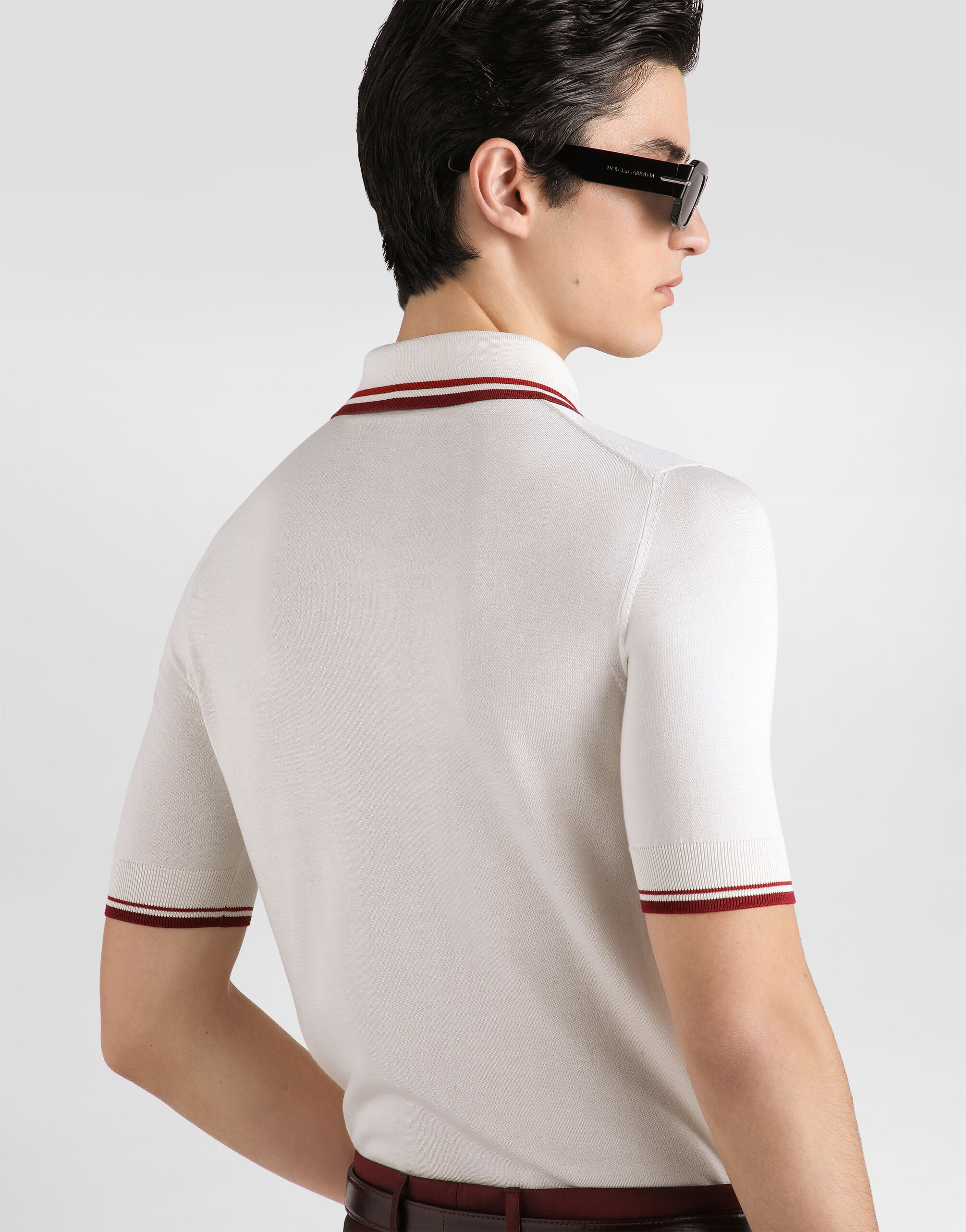 Multicolorのメンズ Silk polo shirt with intarsia | Dolce&Gabbana®