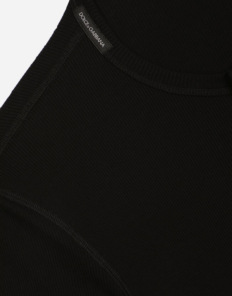 Dolce&Gabbana Camiseta panadera de algodón acanalado  Noir G8QZ1TFU7AV