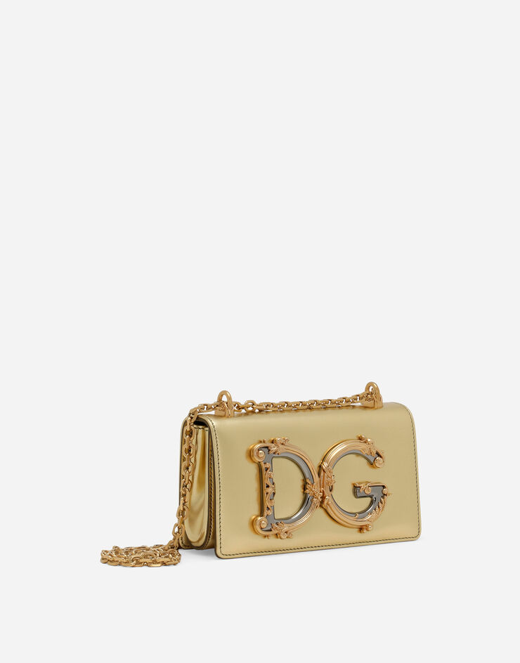 Dolce & Gabbana Phone bag DG Girls en cuir nappa mordoré Doré BI1416AW121