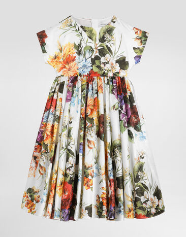 Dolce & Gabbana 花卉印花欧根纱短袖连衣裙 版画 L54DI6FSTBS