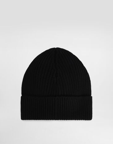Dolce & Gabbana Cashmere and wool hat with branded tag Black GXK63TJGMGB