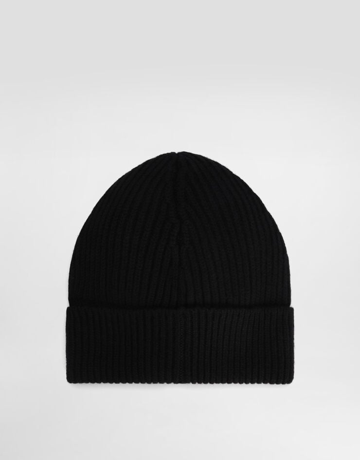 Dolce & Gabbana Mütze Wolle und Kaschmir mit Logoplakette Dolce & Gabbana Mütze Wolle und Kaschmir mit Logoplakette Black GXK63TJGMGB