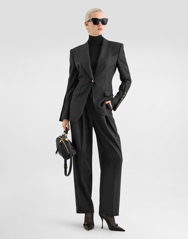 Dolce & Gabbana Turlington single-breasted jacket in wool flannel Grey F2JBNTFU291