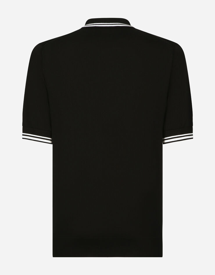 Dolce & Gabbana Short-sleeved polo-shirt with DG logo embroidery Black GXZ02ZJBCBZ