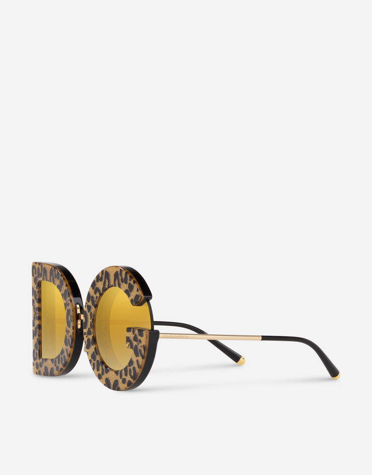 Dolce & Gabbana Lunettes de soleil DG léopard Or Brillant et Imprimé Léopard Pailleté VG4365VP87P