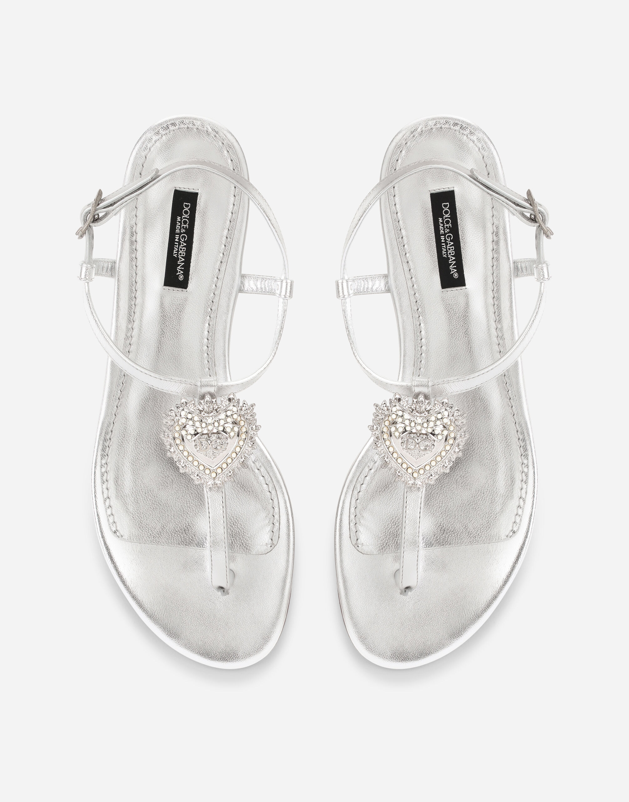 【パールが煌めく】D&G DEVOTION ソングサンダル ナッパレザー DEVOTION ソングサンダル モルドレナッパレザー