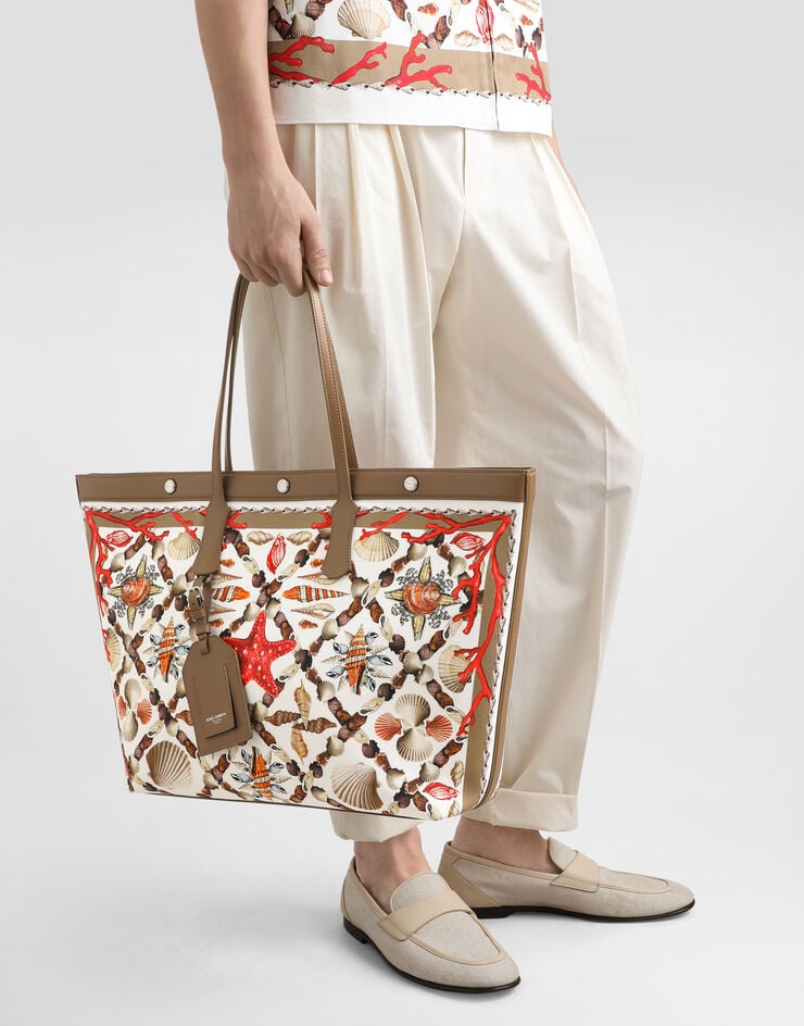 Dolce & Gabbana Shell-print canvas and calfskin atene shopping bag Multicolor BM7806AG665