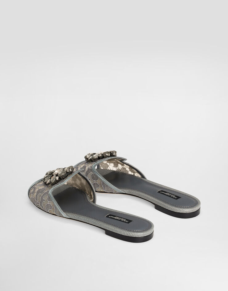 Dolce & Gabbana Lace slides with crystals Grey CQ0023AG667
