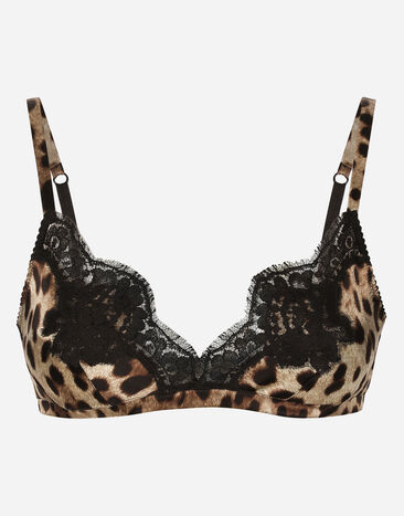 Dolce & Gabbana Leopard-print soft-cup satin bra with lace detailing Multicolor O1A14TFSAXY