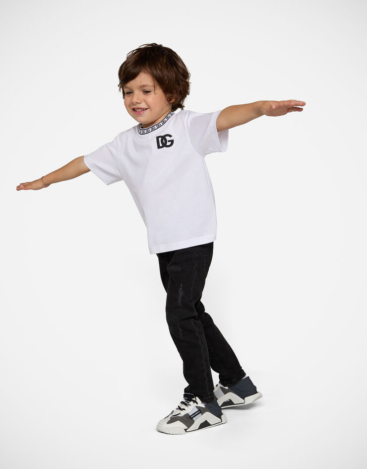 Dolce & Gabbana Jersey T-shirt with DG logo embroidery White L4JTEYG7IK1