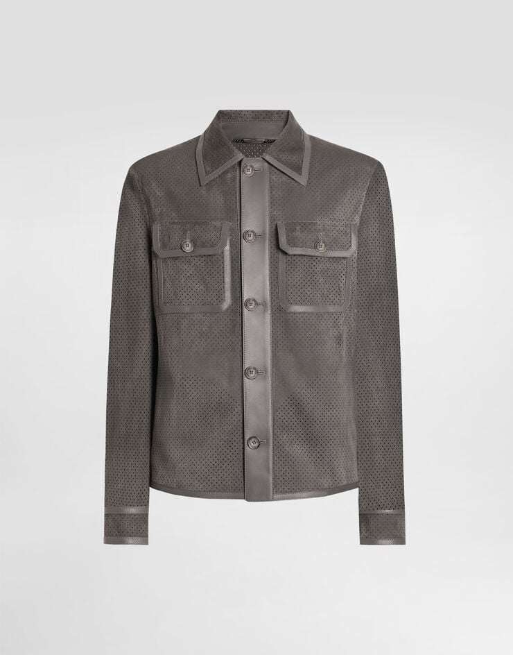 Dolce & Gabbana Perforated lambskin jacket Grey G9BOOLGJ477