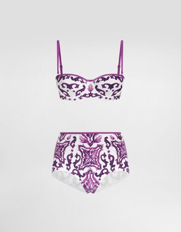 Dolce & Gabbana Majolica-print padded bikini Multicolor O8A27JONO19