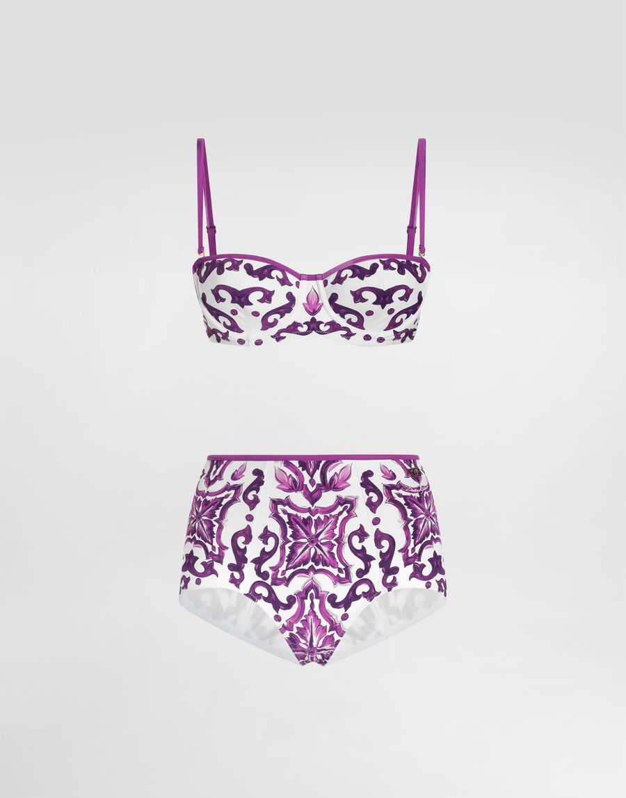 Majolica-print padded bikini