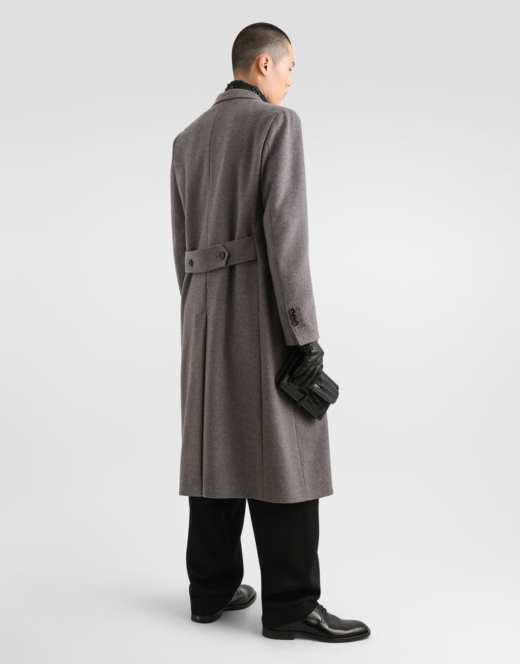 Dolce & Gabbana Abrigo cruzado en cachemir Gris G052WTFU2D1