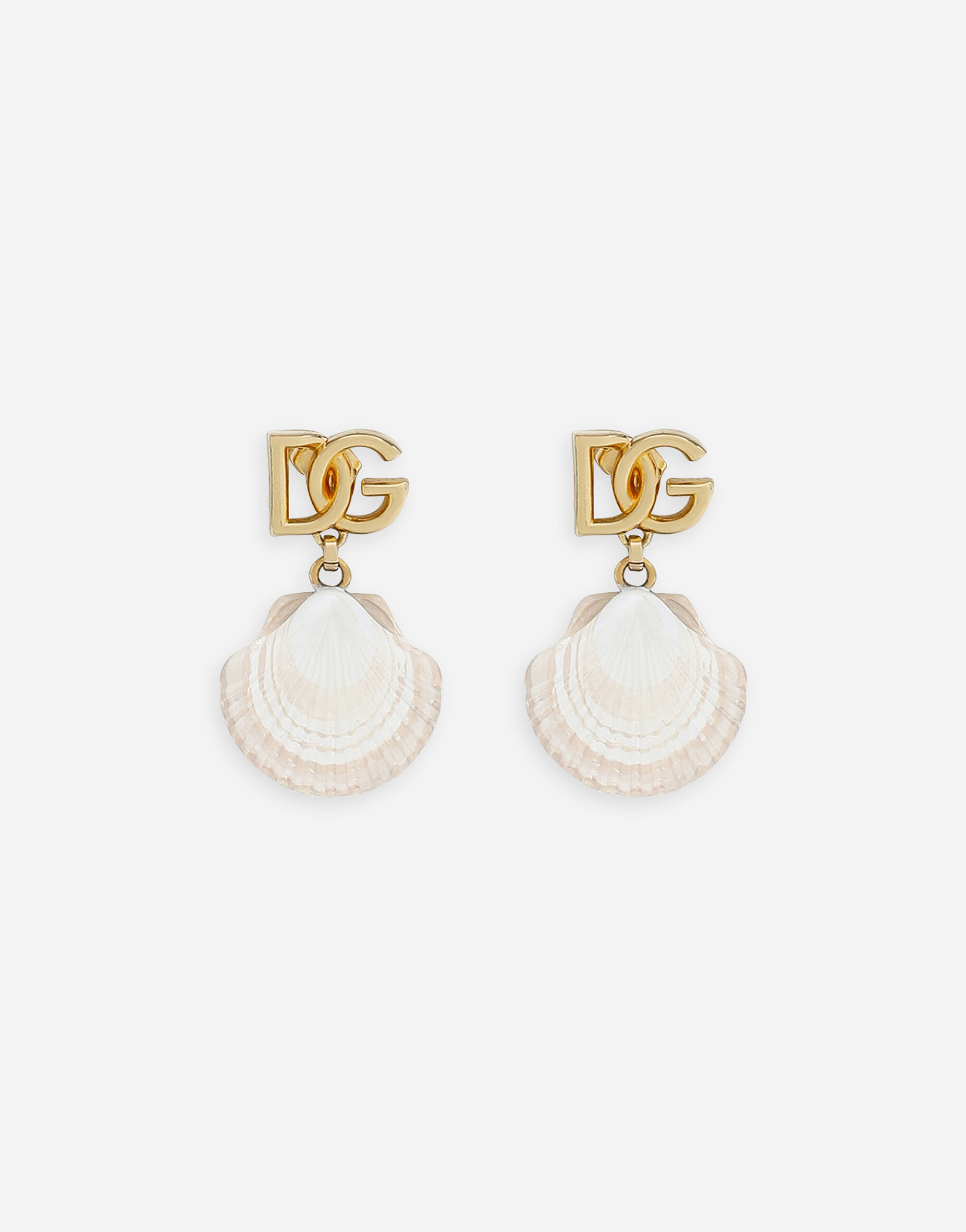 Earrings with DG logo and shell in Gold for Women | Dolce&Gabbana® US