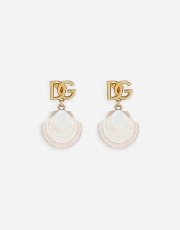 Dolce & Gabbana Earrings with DG logo and shell Gold WEQ6A1W1111