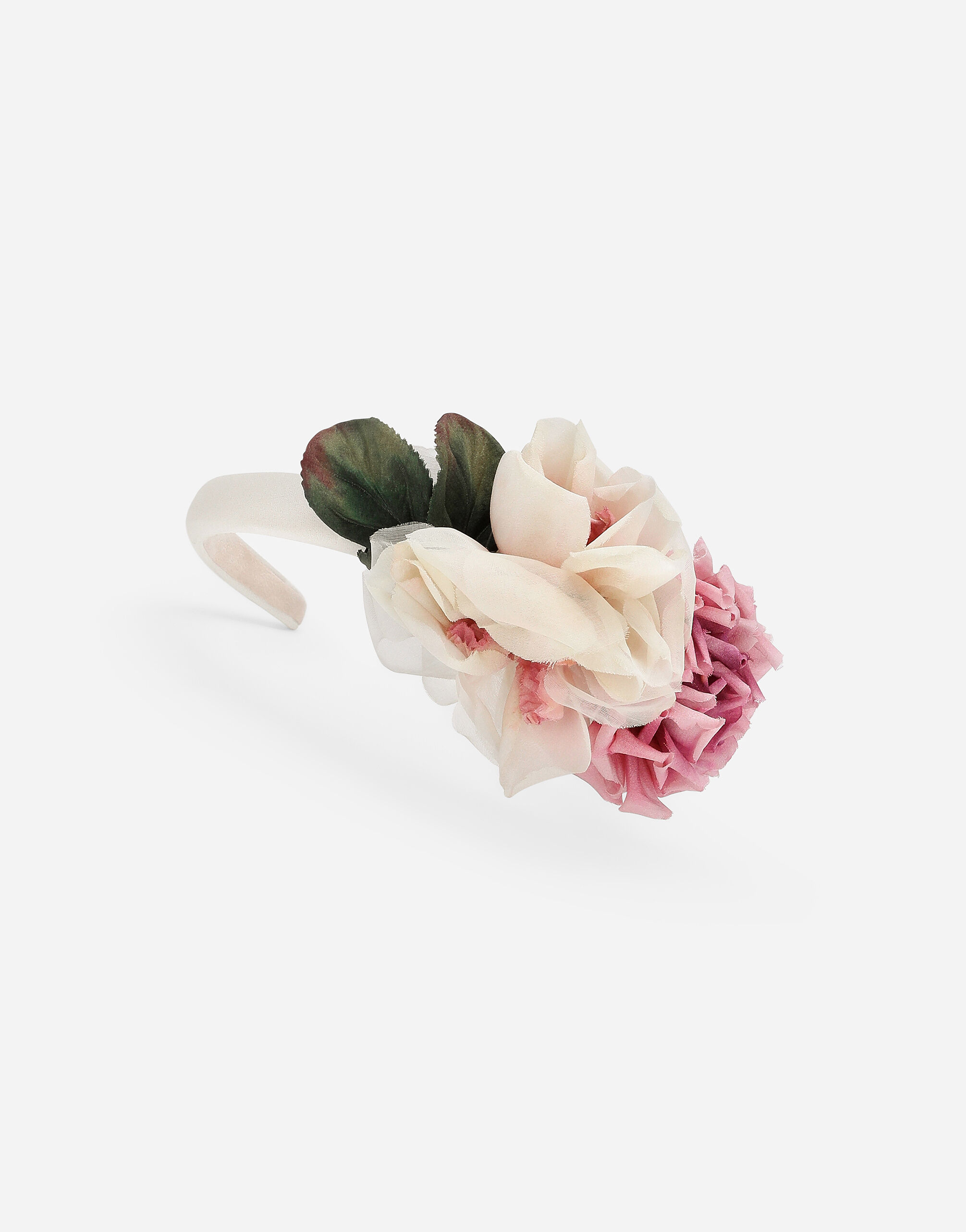 DOLCE & GABBANA ホウティテルサテンハンフス CG0927AD160 8S652 Satin hairband with 3D flowers in Multicolor for Girls