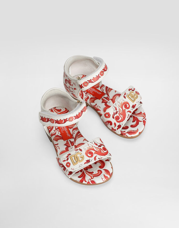 Dolce & Gabbana Sandalen aus Lammleder mit Majolika-Print Multicolor D20099AV210
