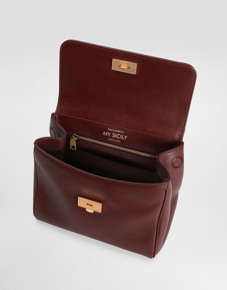 Dolce & Gabbana Small My Sicily handbag in plongé calfskin Bordeaux BB7781B7321
