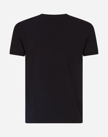 Dolce & Gabbana T-Shirt-Unterhemd aus Baumwolle Crest DG Schwarz M8C03JONN94
