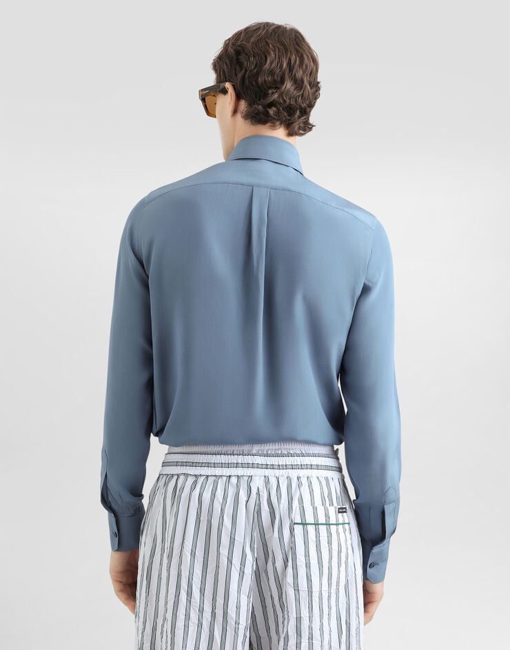 Dolce & Gabbana Silk crêpe de chine gold shirt Azure G5NP9TFU1UQ