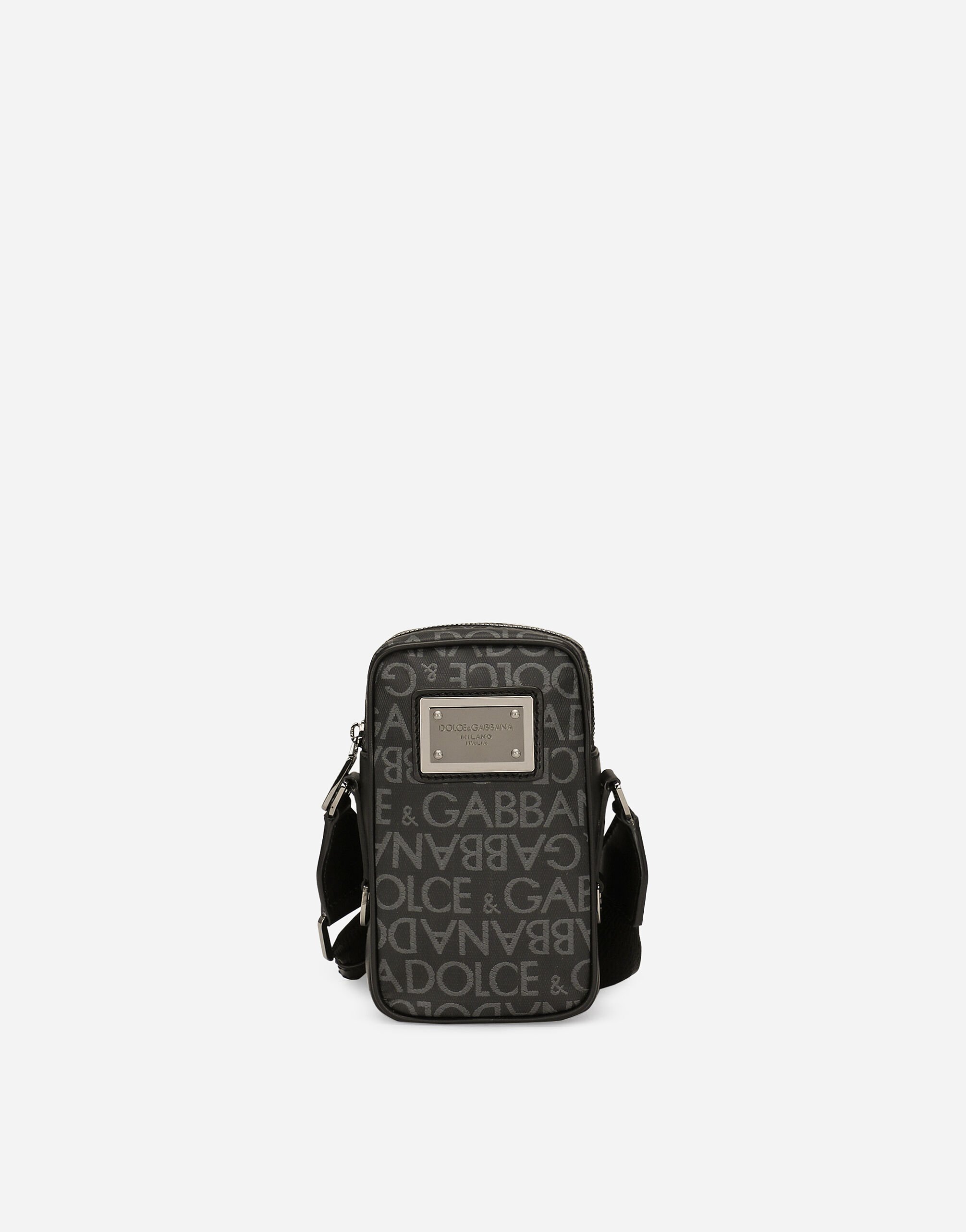 Small coated jacquard crossbody bag
