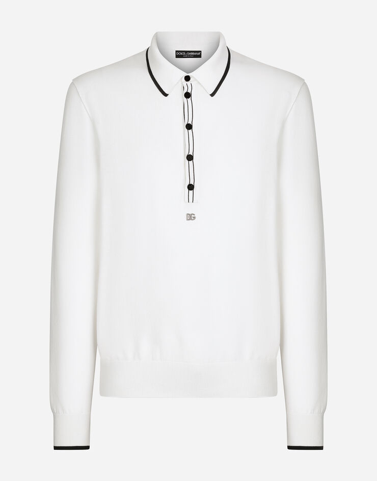 Dolce & Gabbana Cotton polo-shirt with DG patch Multicolor GXJ92ZJACP1