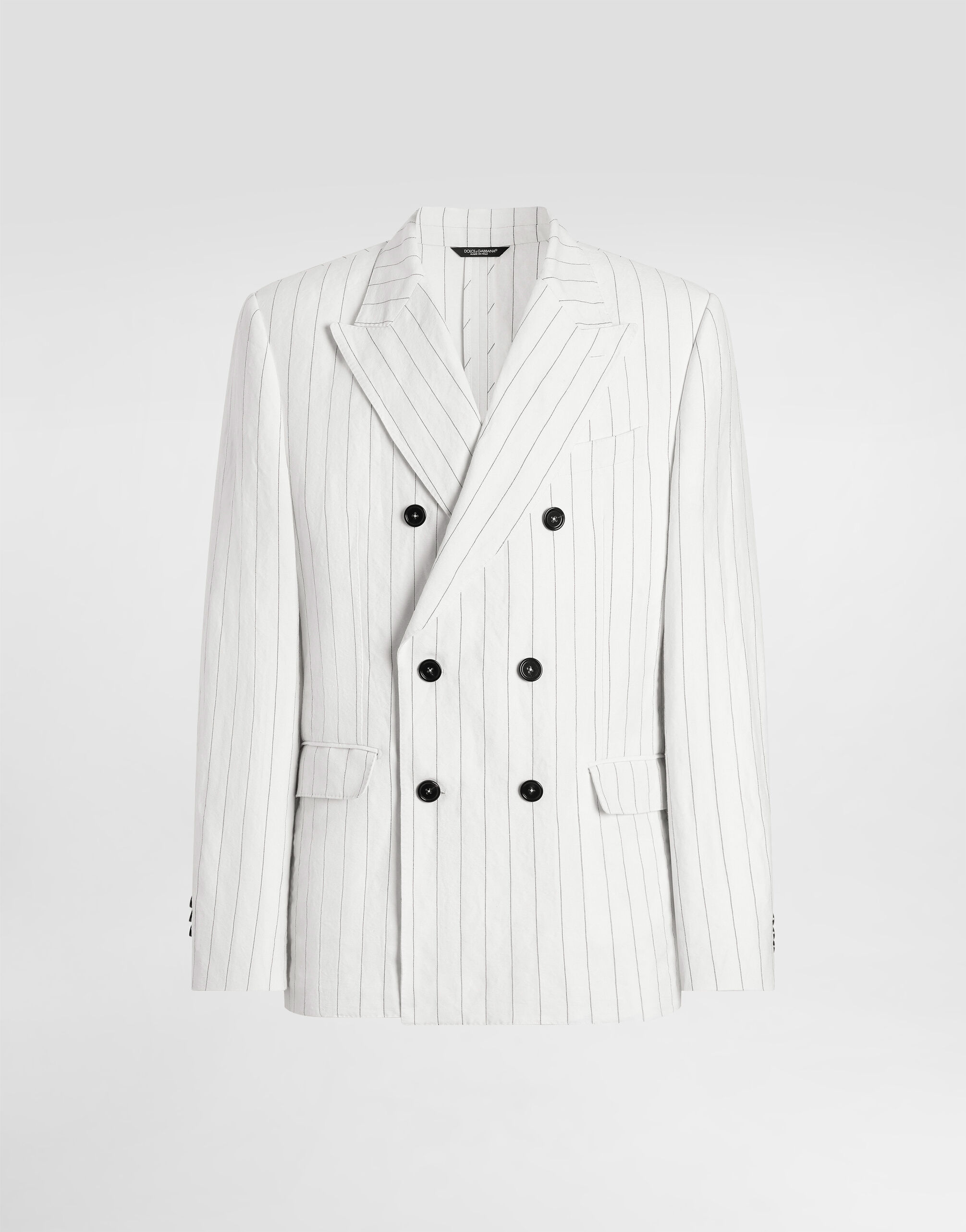 Dolce & Gabbana サマーテーラードジャケット ホワイトストライプ Double-breasted linen and wool jacket in Multicolor for Men
