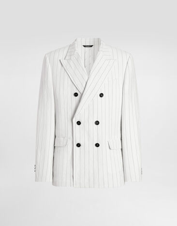 Dolce & Gabbana Double-breasted linen and wool jacket Multicolor G2QS7TFR3F0