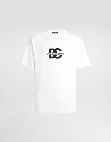 Dolce & Gabbana تيشيرت بأكمام قصيرة وطبعة شعار DG أبيض G8PN9TG7M1C