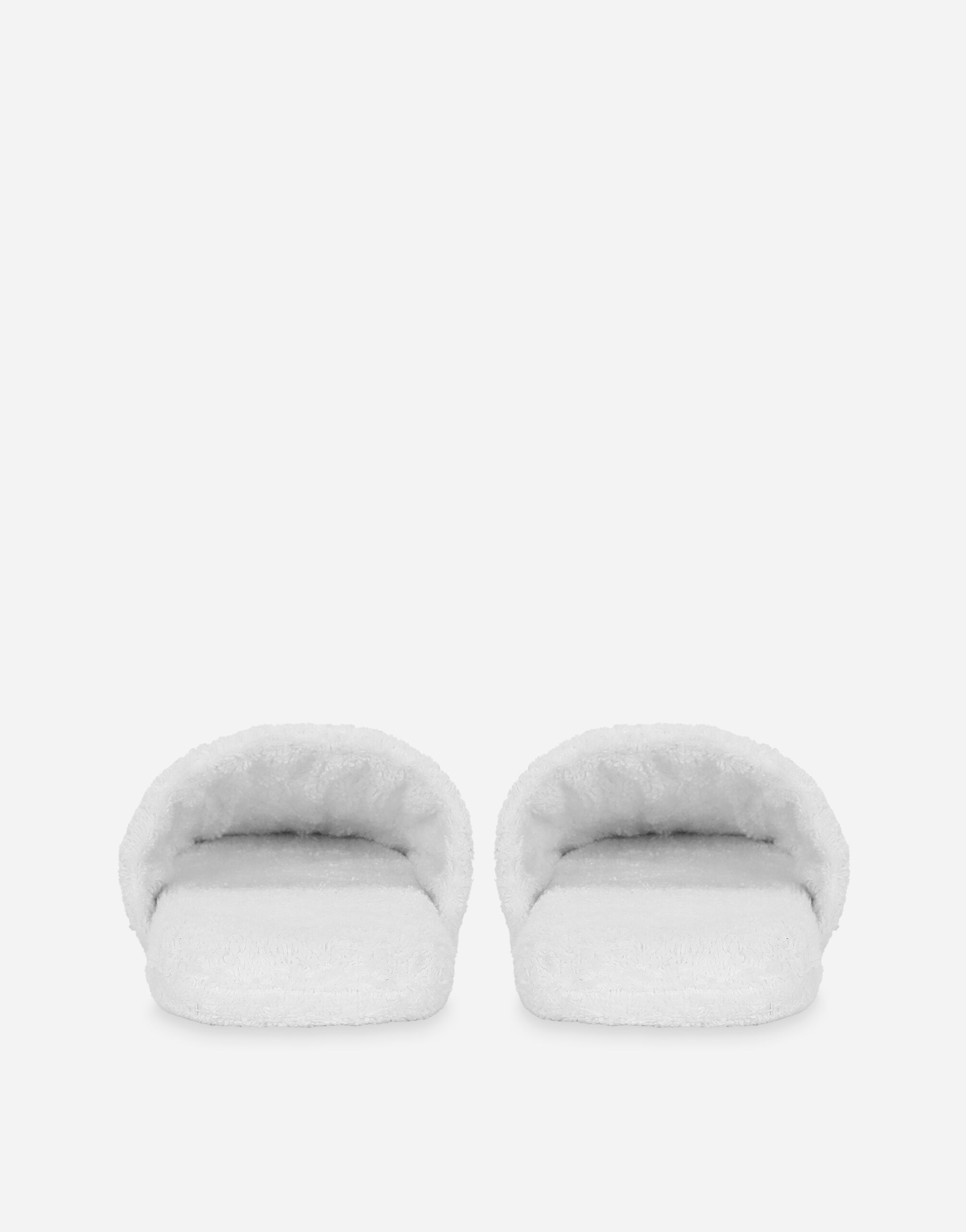 Embroidered Terry Cotton Slippers in Multicolor