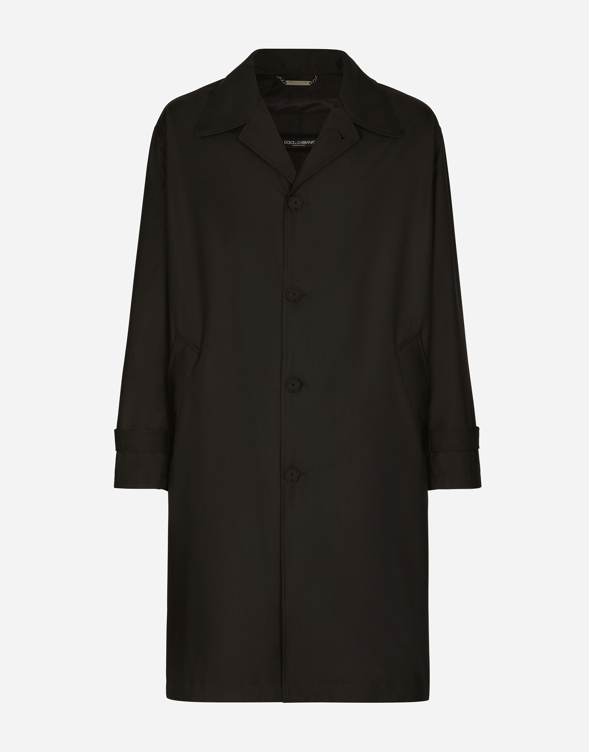 Dolce & Gabbana Nylon trench coat with logo tag Black G2RQ2TGF815
