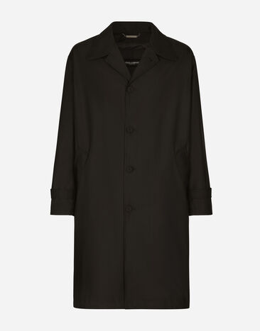 Dolce & Gabbana Trench en nylon avec plaquette à logo Noir G036CTFUSXS