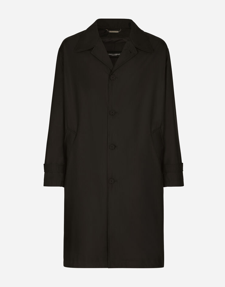 Dolce & Gabbana Trench in nylon col placca logata Nero G036CTFUSXS