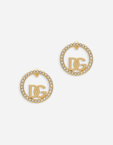 Dolce & Gabbana Hoop earrings with DG logo and rhinestones Gold WEO8L2W1111