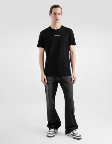 Dolce & Gabbana Vaqueros amplios de algodón con logotipo bordado Multicolor GWVNXZG8MU8