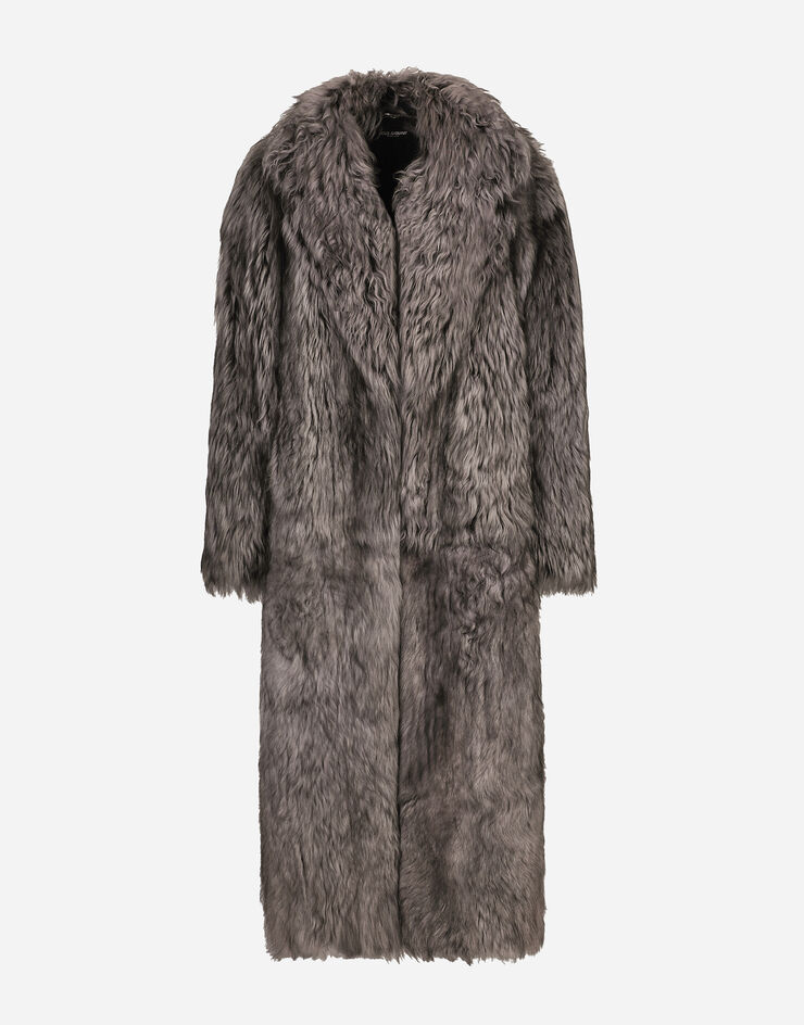 Dolce & Gabbana معطف من فرو شيرلينغ طويل رمادي G049VLFUP88