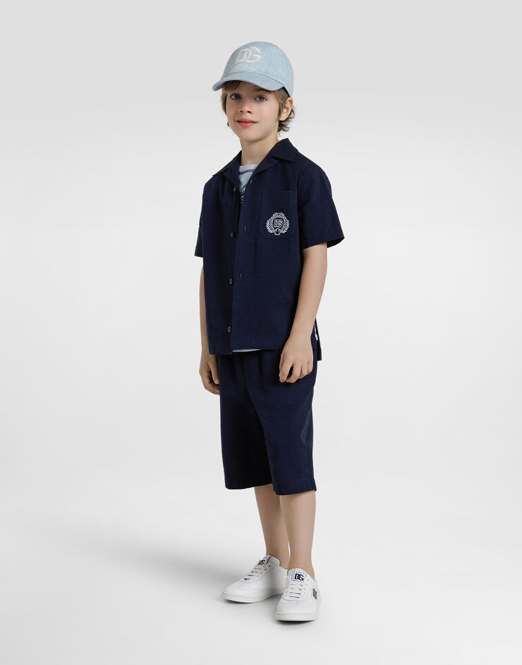 Dolce & Gabbana Short-sleeved shirt in cotton Blue L44S44FR51F