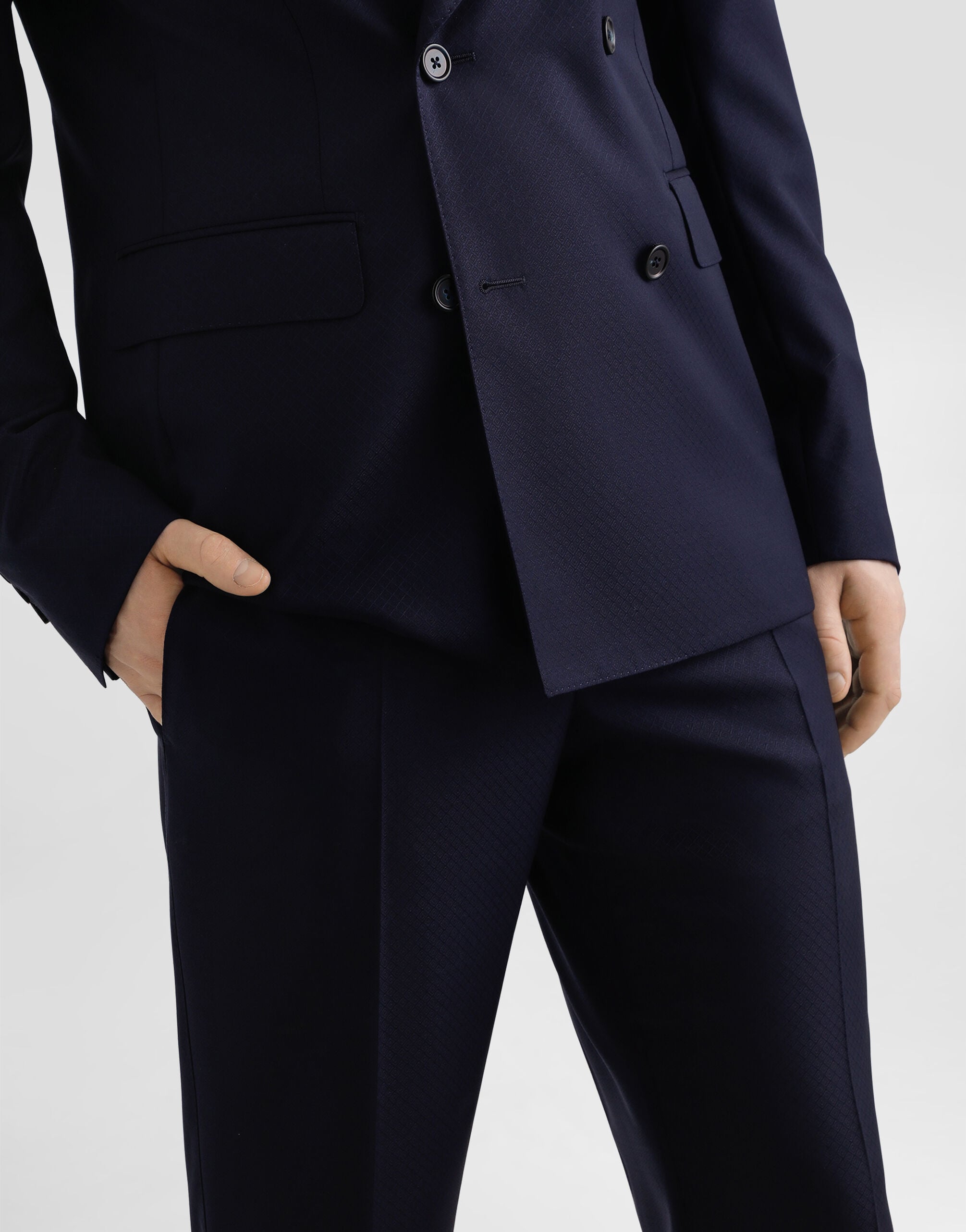 Double-breasted micro-patterned wool suit - thumbnail 6