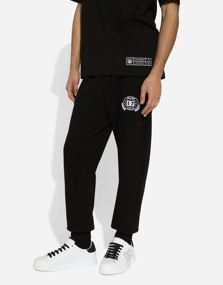 Dolce & Gabbana Jersey jogging pants with DG logo print Black GV2VHTG7NYD