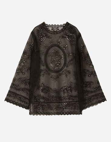 Dolce&Gabbana Crinoline A-line dress with inlay embellishment Black F6ZF6ZG7XTY