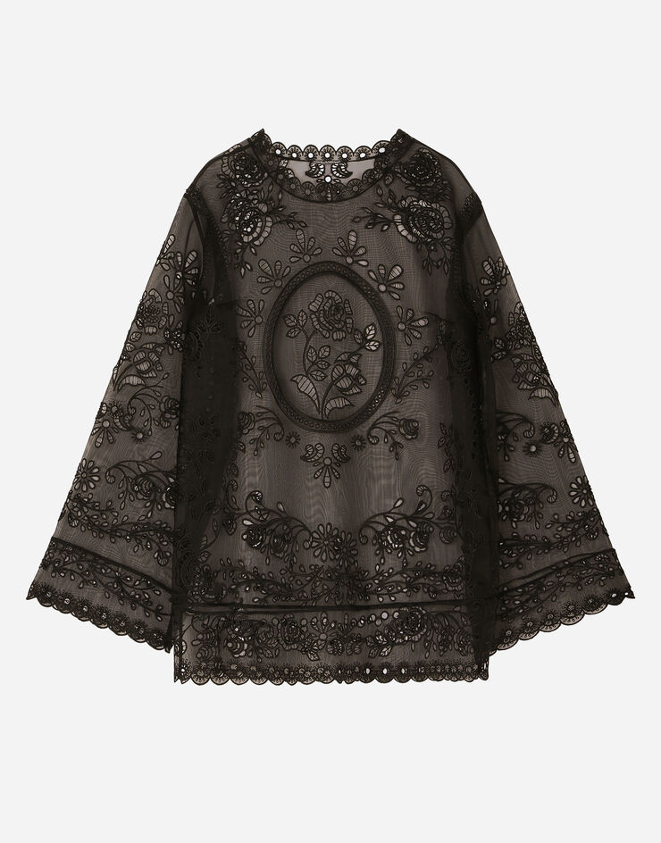 Dolce&Gabbana Crinoline A-line dress with inlay embellishment Black F6ZF6ZG7XTY