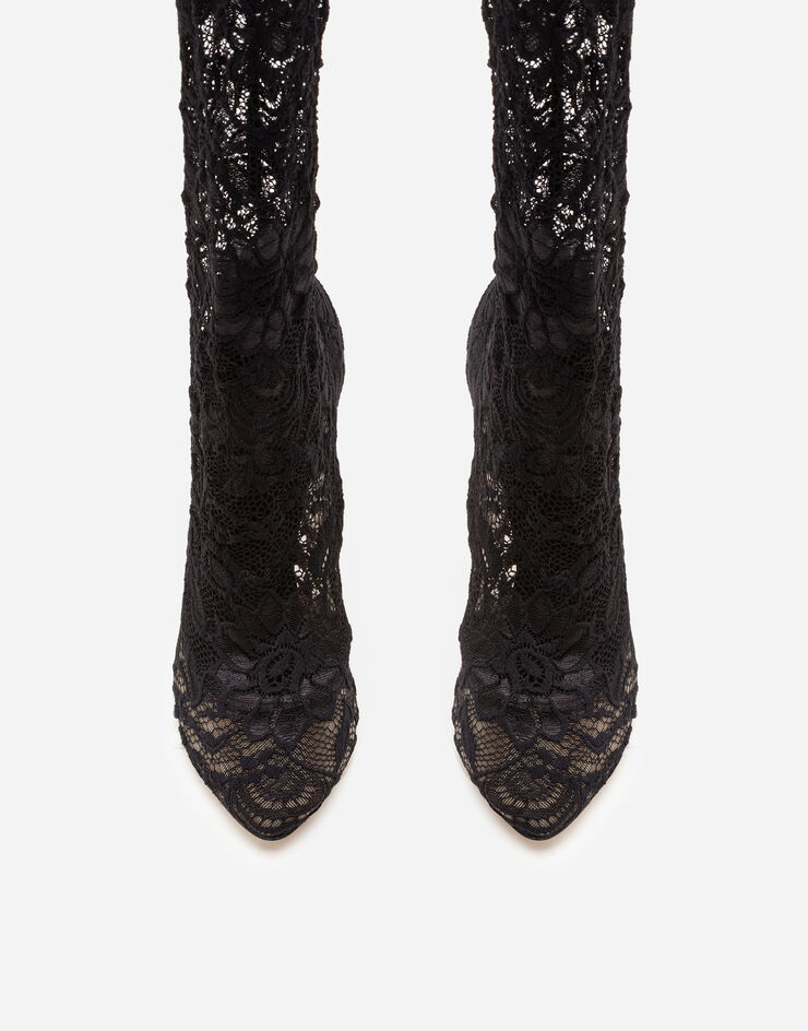 Dolce & Gabbana Stretch lace and gros-grain boots BLACK CU0419AG690