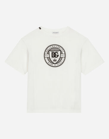 Dolce & Gabbana T-Shirt aus Jersey mit DG-Logo Drucken L4JTHVII7ED