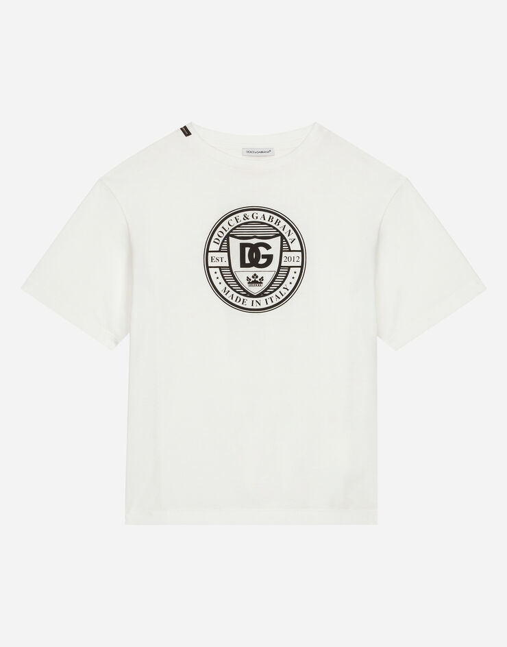 Dolce & Gabbana Jersey T-shirt with DG logo White L4JTHVG7NXE