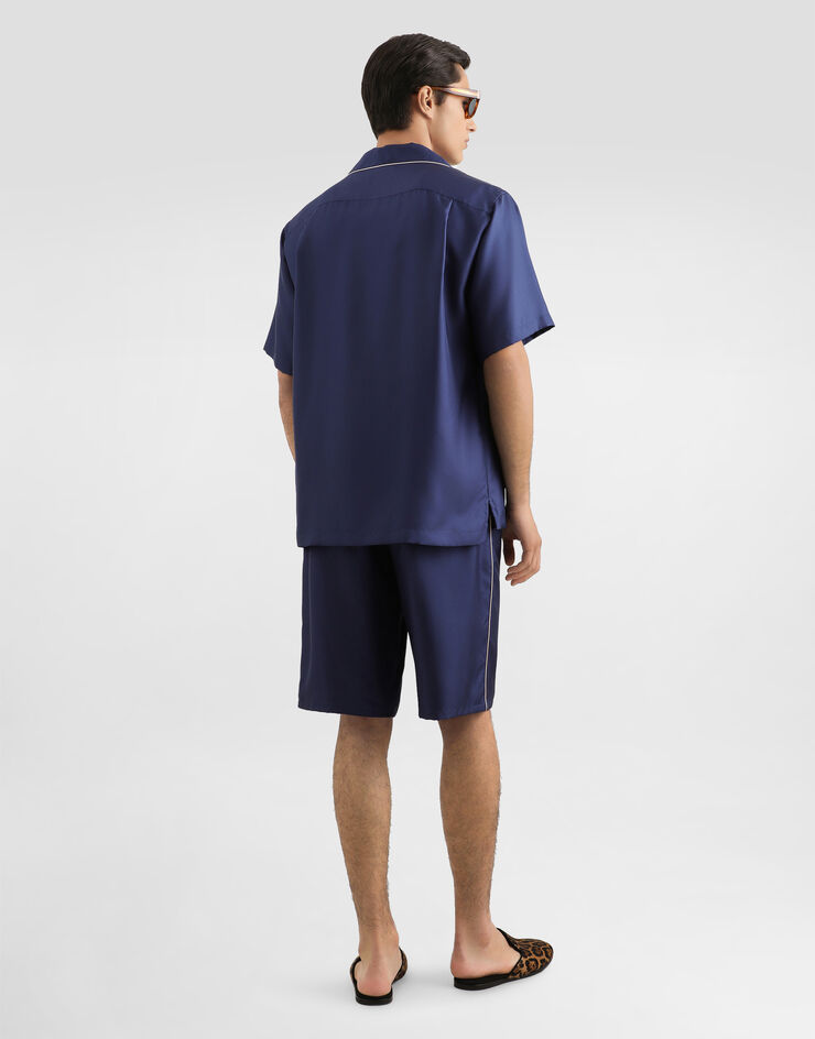 Dolce & Gabbana Vanity silk bermuda shorts with embroidery Blue GV5MAZGK254