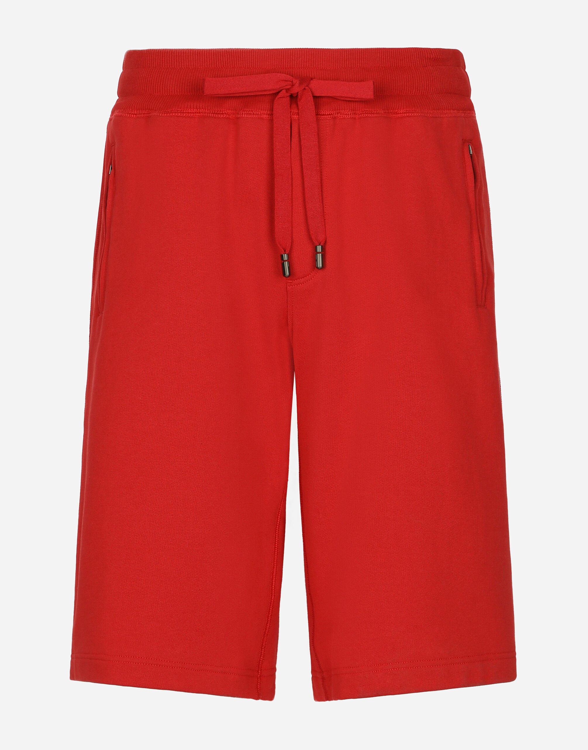 Dolce&Gabbana Jersey jogging shorts with logo tag Red GVRMATHI1KX