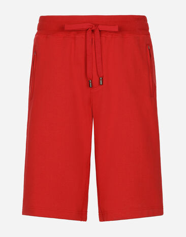 Dolce & Gabbana Bermudas de chándal en punto con placa con logotipo Rouge GVB7HTG7F2G
